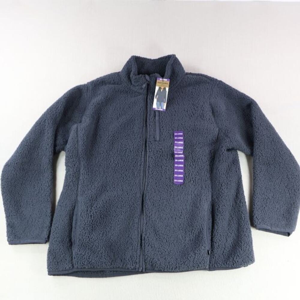 Eddie Bauer Jacket Womens XXL Dark Gray Long Sleeve Fleece Full Zip Outerwear